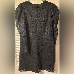 Black puffy shoulders Express dress.